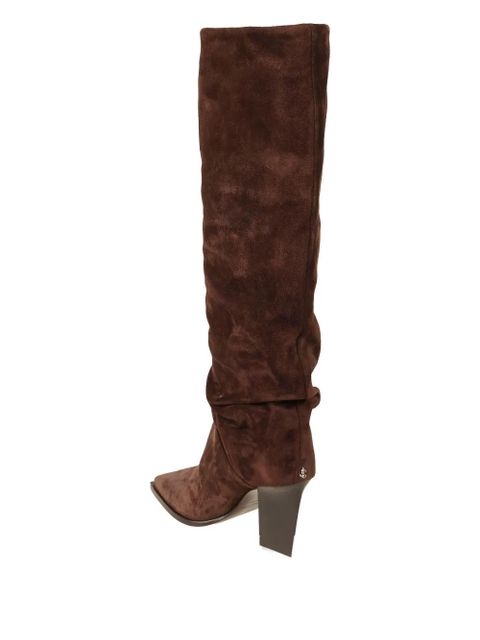 Jimmy Choo 85mm square-toe suede knee-high boots - Brown - zdjęcie produktu nr 2
