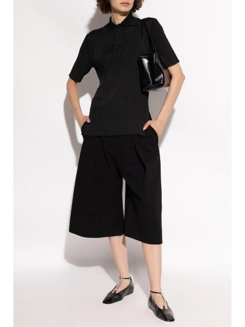 Jil Sander ribbed polo top - Black - zdjęcie produktu nr 2