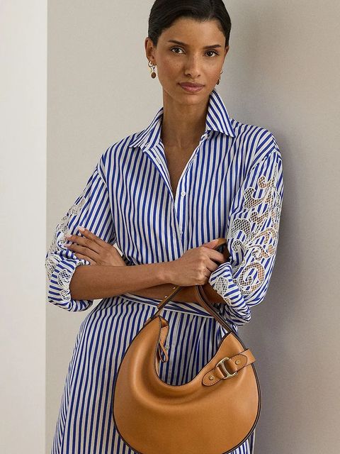 Lauren Ralph Lauren torebka skórzana kolor brązowy 431980156