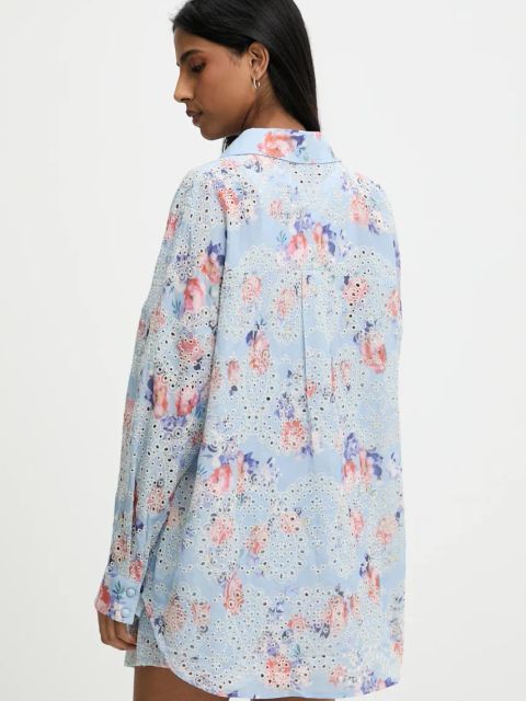 Answear Lab koszula damska kolor niebieski relaxed z kołnierzykiem klasycznym