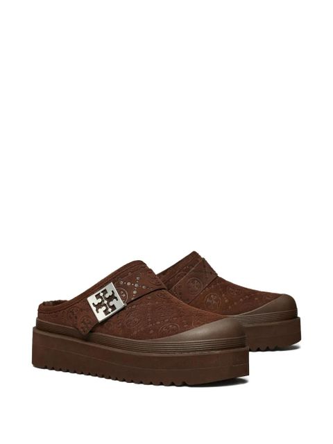 Tory Burch mellow shearling platform mules - Brown