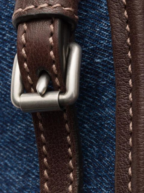 Prada Bonnie medium denim and leather handbag - Blue