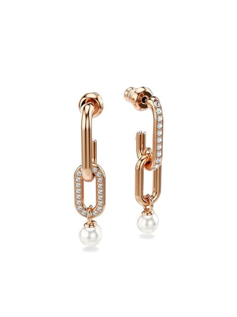 Swarovski Constella rose-gold pearl chain earrings - Pink