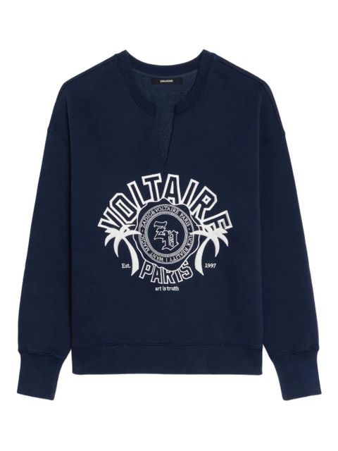 Zadig&Voltaire graphic-embroidery T-neck sweatshirt - Blue - zdjęcie produktu nr 1