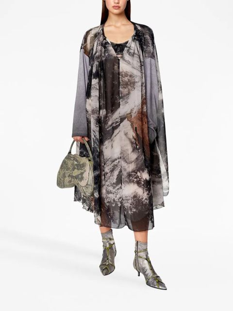 Diesel D-Lav planet-print drawstring midi dress - Black - zdjęcie produktu nr 2