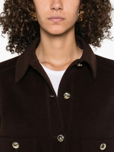 Maje button-fastening ribbed bomber jacket - Brown