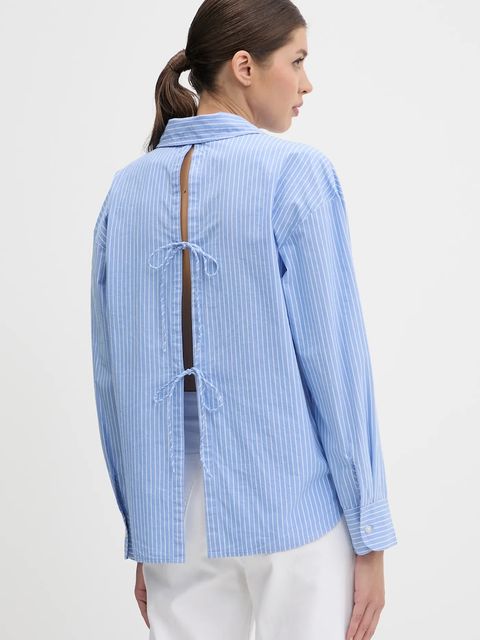 Abercrombie & Fitch koszula bawełniana damska kolor niebieski relaxed z kołnierzykiem klasycznym KI140-5150