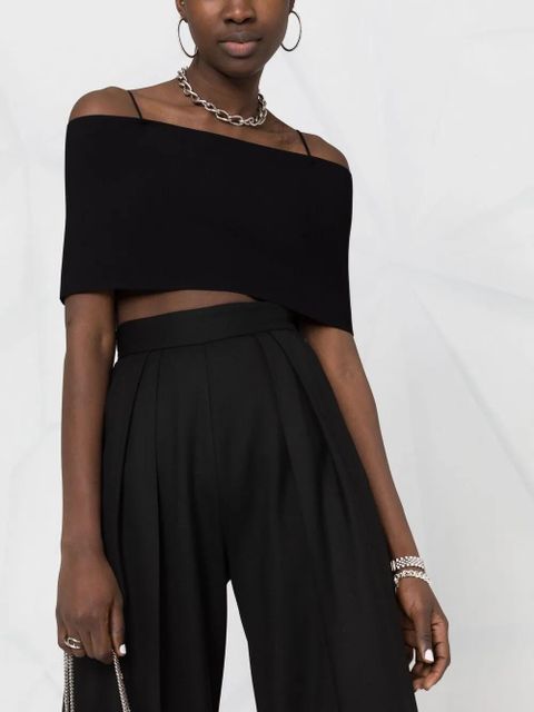 AMBUSH cold-shoulder cropped top - Black