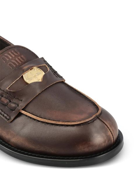 Miu Miu penny strap loafers - Brown