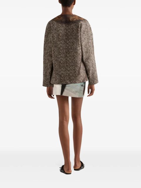 Prada single-breasted printed jacket - Brown