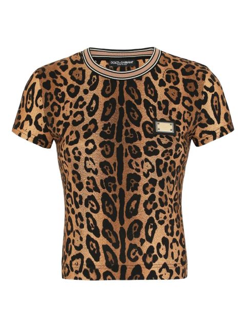Dolce & Gabbana leopard-print crew-neck T-shirt - Brown - zdjęcie produktu nr 1