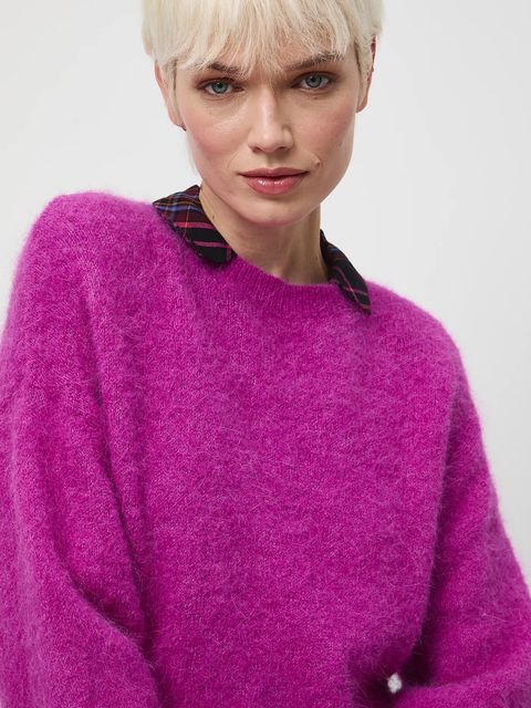 Medicine sweter z wełną alpaki kolor fioletowy