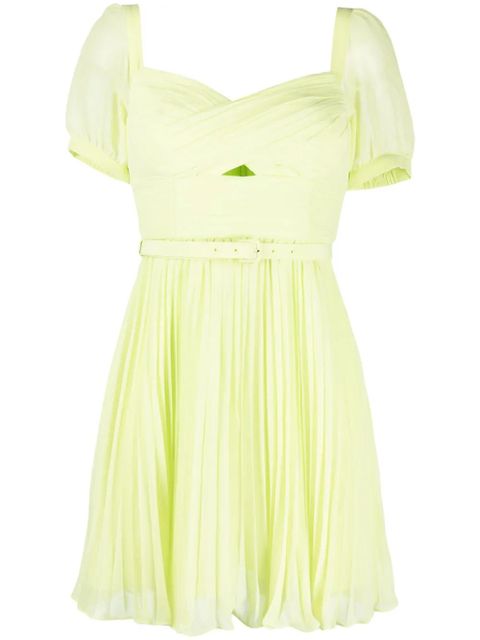 Self-Portrait pleated chiffon minidress - Green - zdjęcie produktu nr 1