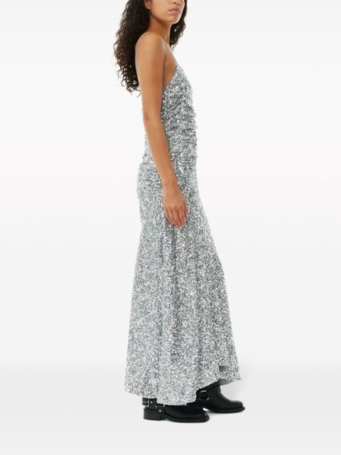 GANNI sequin-embellished maxi dress - Silver