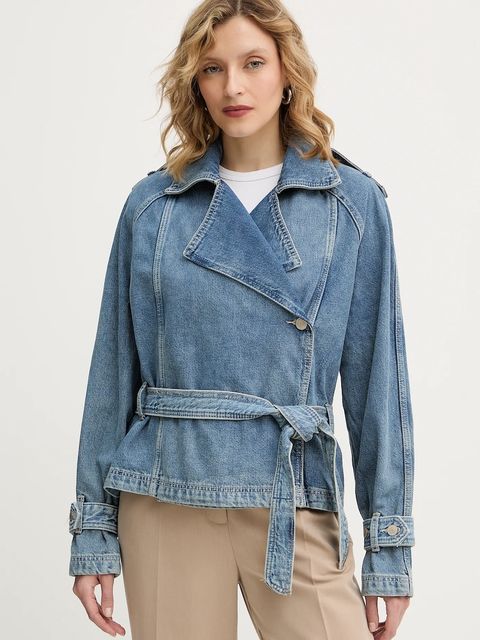 Guess kurtka jeansowa RUNA kolor niebieski przejściowa oversize W5BN0D D0742 - zdjęcie produktu nr 1