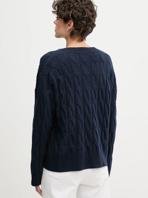 Tommy Hilfiger kardigan wełniany kolor granatowy WW0WW43089