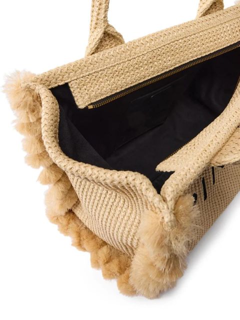 PINKO tassel logo-detail beach bag - Neutrals