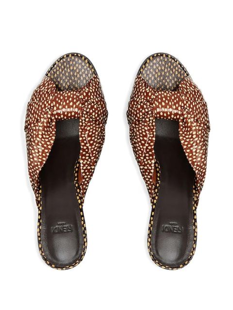 FENDI Peppered Falena-motif sandals - Brown