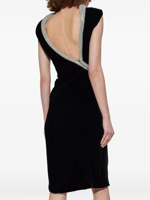 Versace crystal-embellished velvet dress - Black