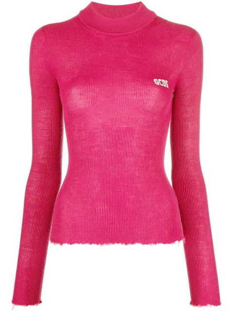 GCDS logo-print ribbed-knit jumper - Pink - zdjęcie produktu nr 1