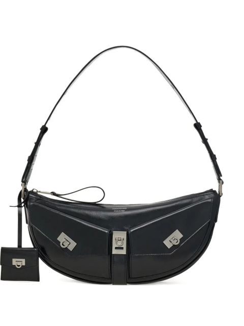 Ferragamo small gancio-embellished curved shoulder bag - Black - zdjęcie produktu nr 1