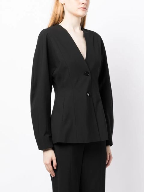 GANNI V-neck single-breasted blazer - Black