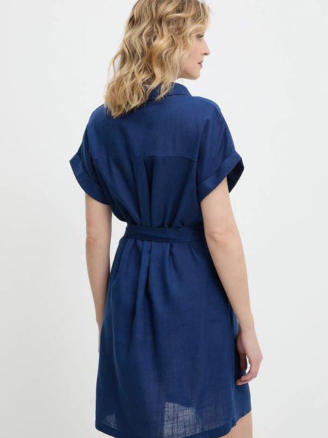 Answear.LAB sukienka z kaszmirem kolor granatowy mini rozkloszowana