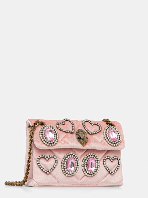 Kurt Geiger London torebka welurowa VELVET MINI KENSINGTON kolor różowy 5018753789 - zdjęcie produktu nr 2