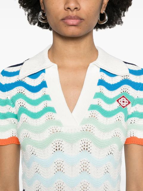 Casablanca wavy-crochet mini dress - White