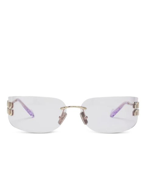 Miu Miu Eyewear logo-plaque rimless sunglasses - Gold - zdjęcie produktu nr 1