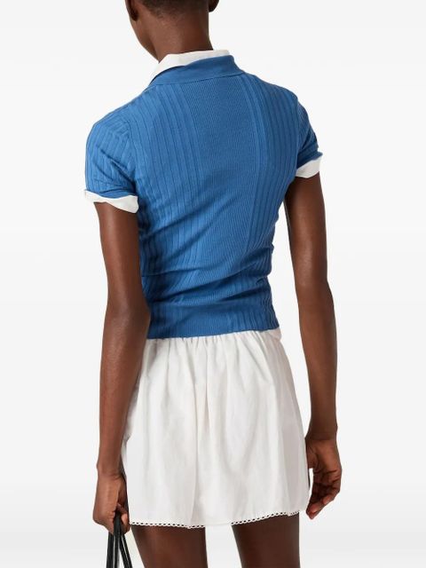 Miu Miu logo-plaque polo top - Blue - zdjęcie produktu nr 2