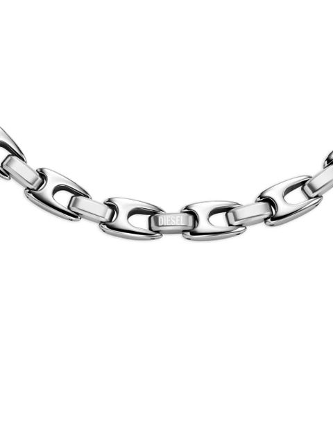Diesel oval-logo chain necklace - Silver