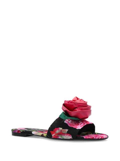 Dolce & Gabbana floral-motif slides - Black
