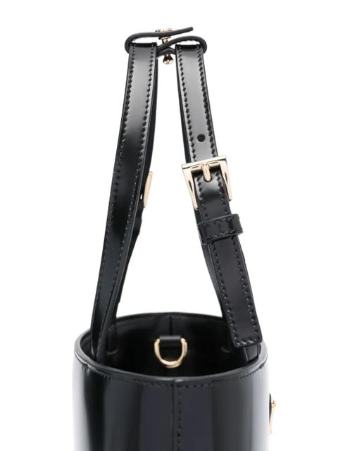 Prada triangle logo-plaque bucket bag - Black