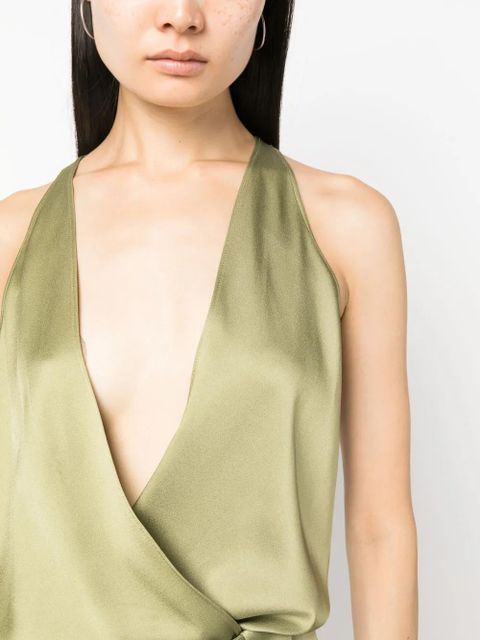 Blumarine plunging V-neck satin-finish body - Green