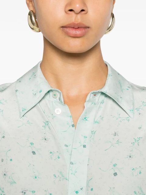 Victoria Beckham floral-print long-sleeve shirt - Blue