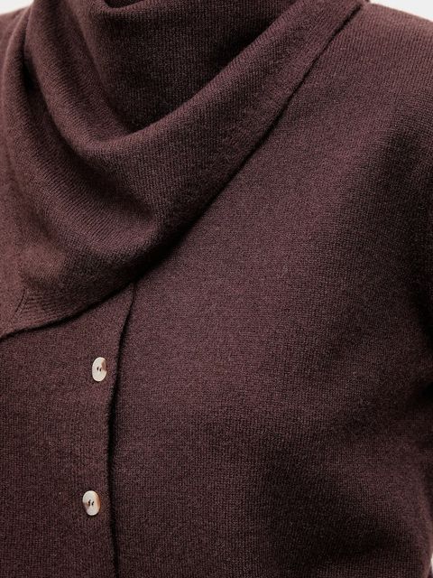 Answear.LAB kardigan z wełny merino z apaszką damski kolor brązowy lekki