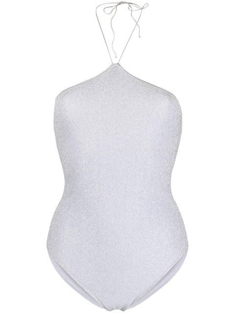 Oséree metallic shimmer halter swimsuit - Silver - zdjęcie produktu nr 1