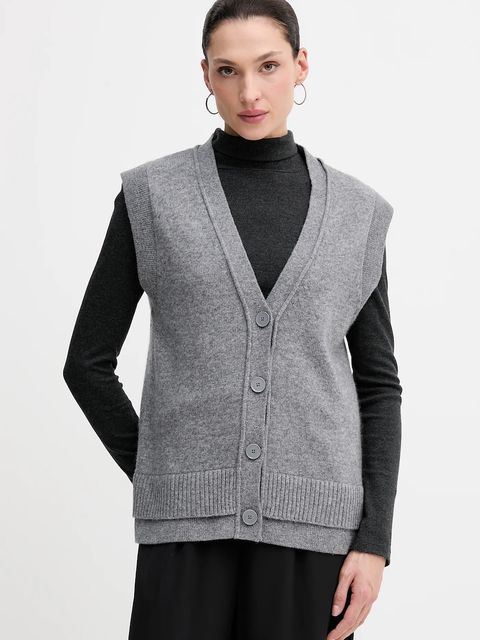 Sisley kamizelka z dodatkiem wełny damski kolor szary 1M9AL603B - zdjęcie produktu nr 1