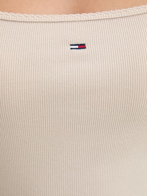 Tommy Jeans longsleeve kolor beżowy DW0DW21836