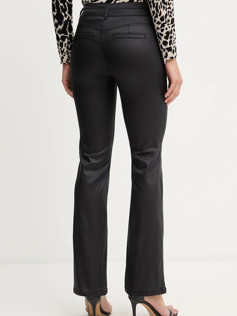 Morgan spodnie damskie kolor czarny dzwony medium waist PCURE