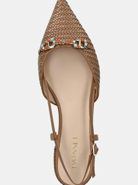 Twinset baleriny kolor brązowy z odkrytą piętą 251TGT052