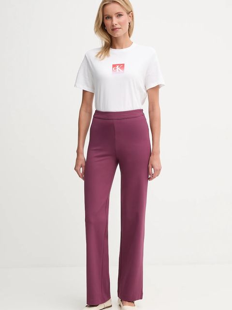 United Colors of Benetton spodnie damskie kolor fioletowy proste high waist 47CKDF0A1 - zdjęcie produktu nr 2