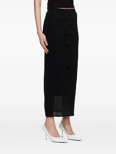Jean Paul Gaultier flocked-logo midi skirt - Black