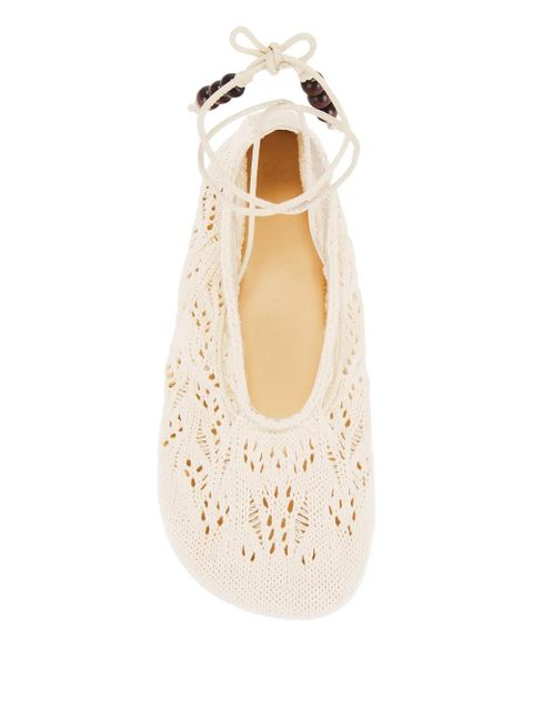 ALOHAS beaded lace-up rosemary ballet - Neutrals