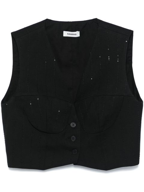 SANDRO sequined vest - Black - zdjęcie produktu nr 1