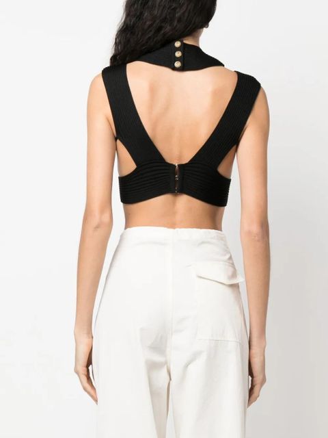 Balmain cut-out ribbed cropped top - Black
