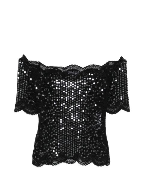 Rabanne sequin lace top - Black - zdjęcie produktu nr 1