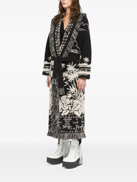 Alanui palm-tree fringe coat - Black