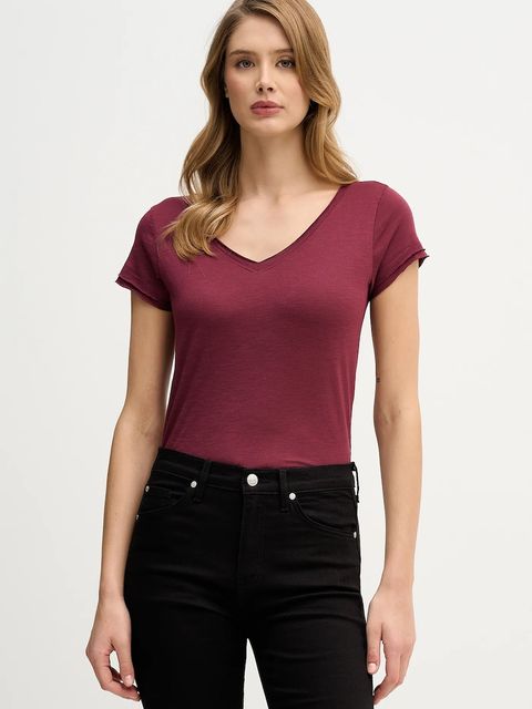 Sisley t-shirt damski kolor bordowy - zdjęcie produktu nr 1